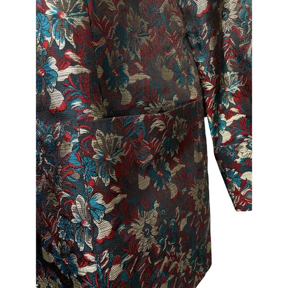 Vintage Lan Vie Asian Brocade Button up long sleeve V-neck blazer Coat - Picture 5 of 7